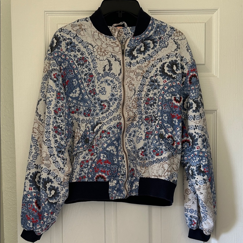 Free People Daytrip Paisley Print Bomber Jacket